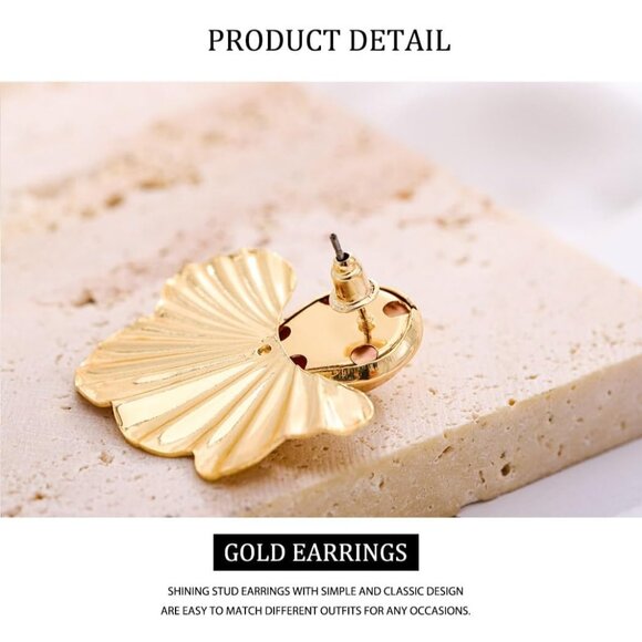 Women's Gold Flower Drop Earrings Irregualr Geometric Fashion Classic Jewelry - Picture 6 of 6